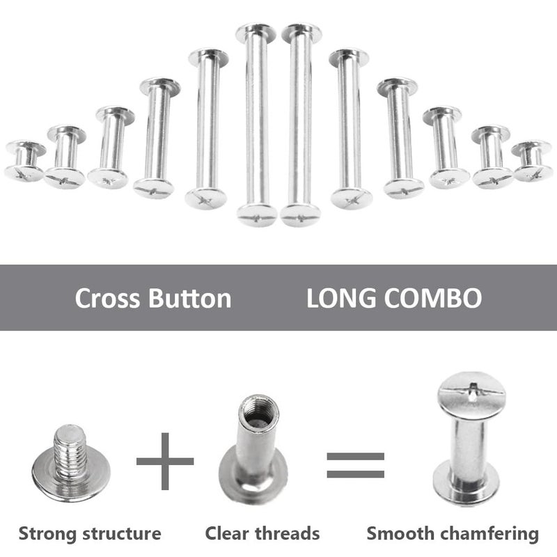 Ruidee 140 Pcs/70 Set Chicago Screws M5 Stainless Steel Binding Screw Post Leather Screws Metal Nail Rivet Chicago Button for Albums Belt Bookbinding (ZD-C/Silver) - Image 3